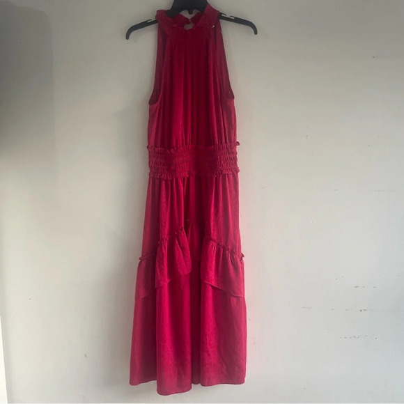 Current Air Red Leopard Print Halter Ruffle Midi Tank Dress - 22212 - Picture 2 of 11